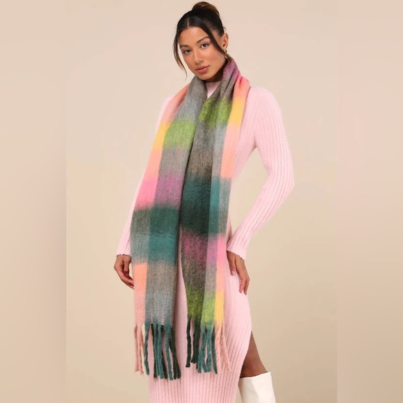 13. VARIOUS Soft Scarf Women's Multicolor Plaid Oversized Neck Warmer - Picture 1 of 5